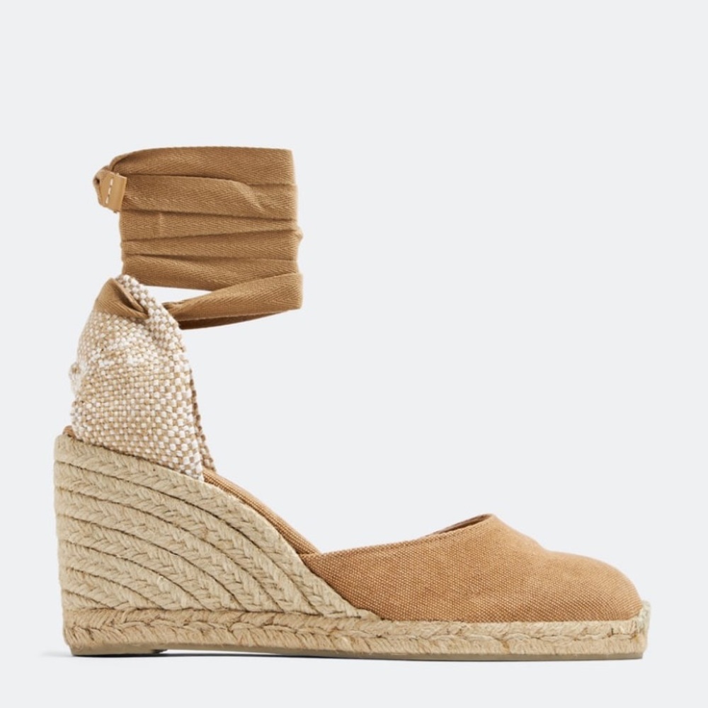 Castaner Tan Espadrilles with Jute Sole and Ankle Ties